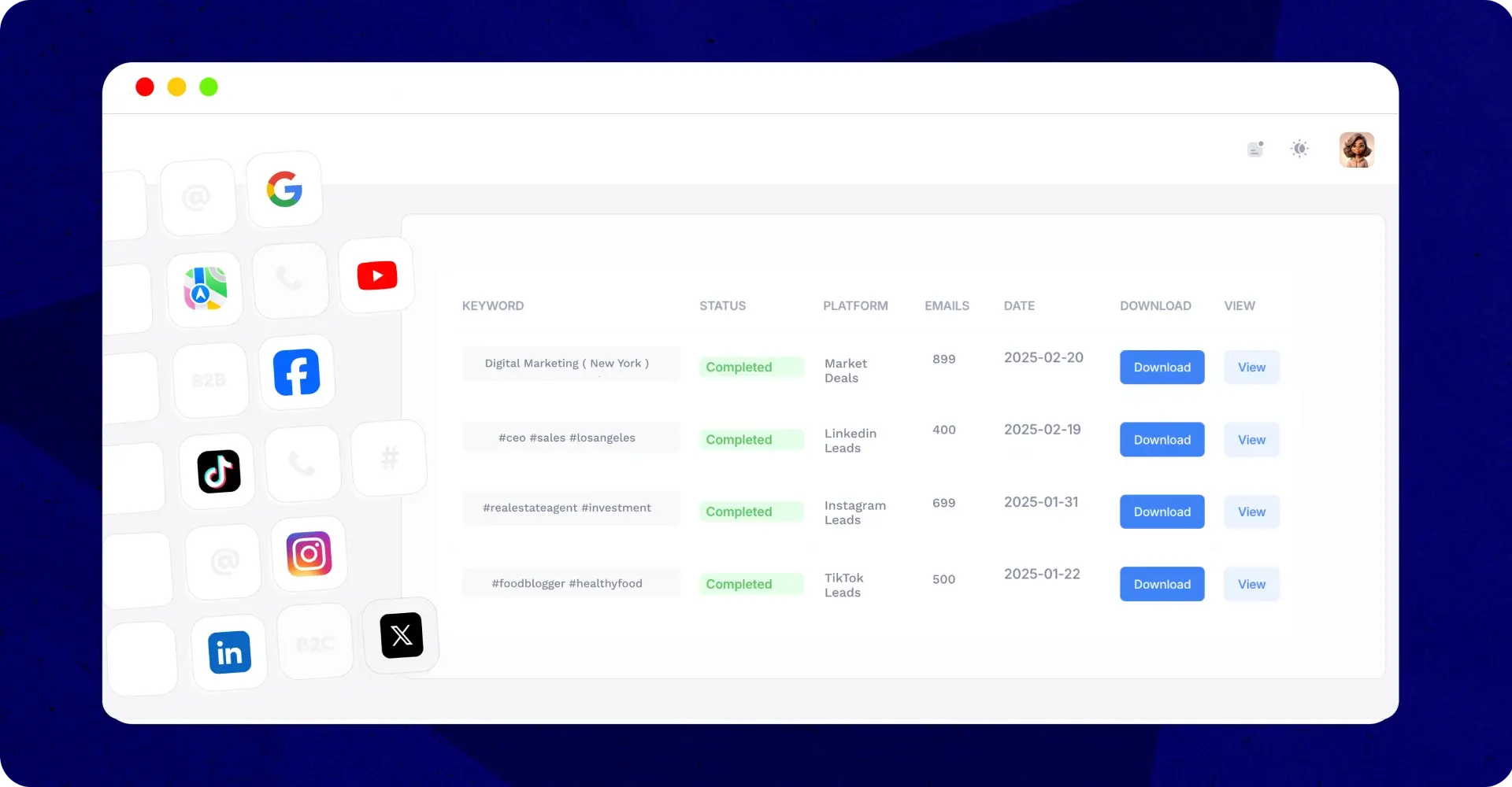 IGLeads dashboard preview